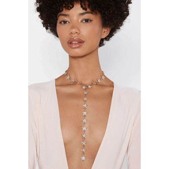 ⭐ Star Drop Spangled Rhinestone Y Lariat Long Necklace NEW - Picture 7 of 17